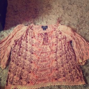 Angie pink cold shoulder blouse